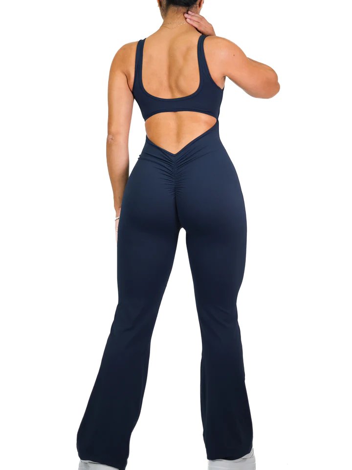V-Back Flared Jumpsuit