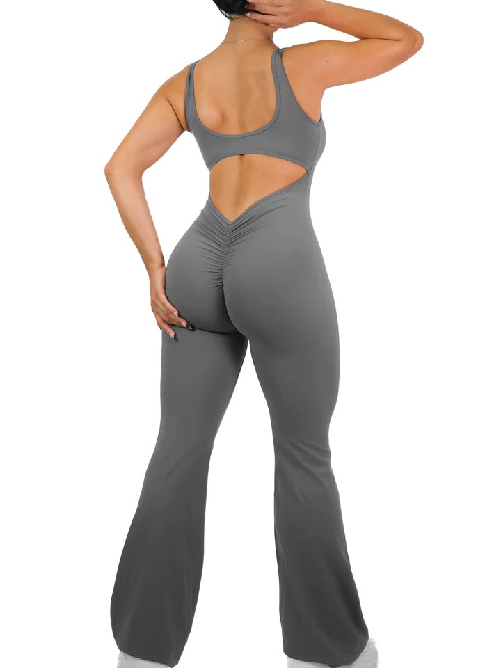 V-Back Flared Jumpsuit