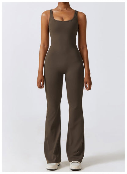 V-Back Flared Jumpsuit