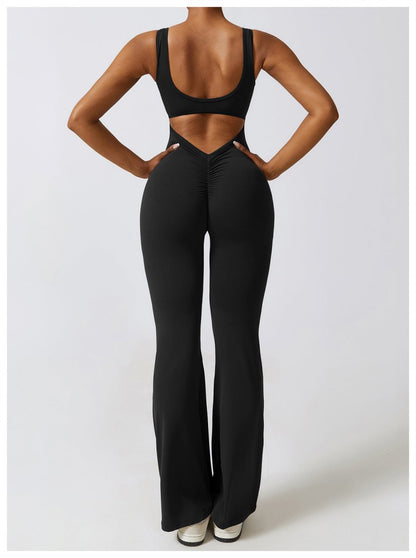 V-Back Flared Jumpsuit