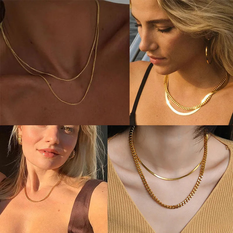 Vnox LuxeCurb Diamond-Cut Necklace