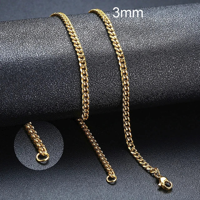 Vnox LuxeCurb Diamond-Cut Necklace