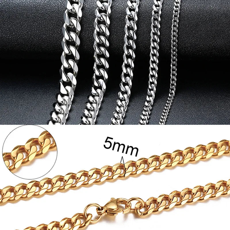Vnox LuxeCurb Diamond-Cut Necklace